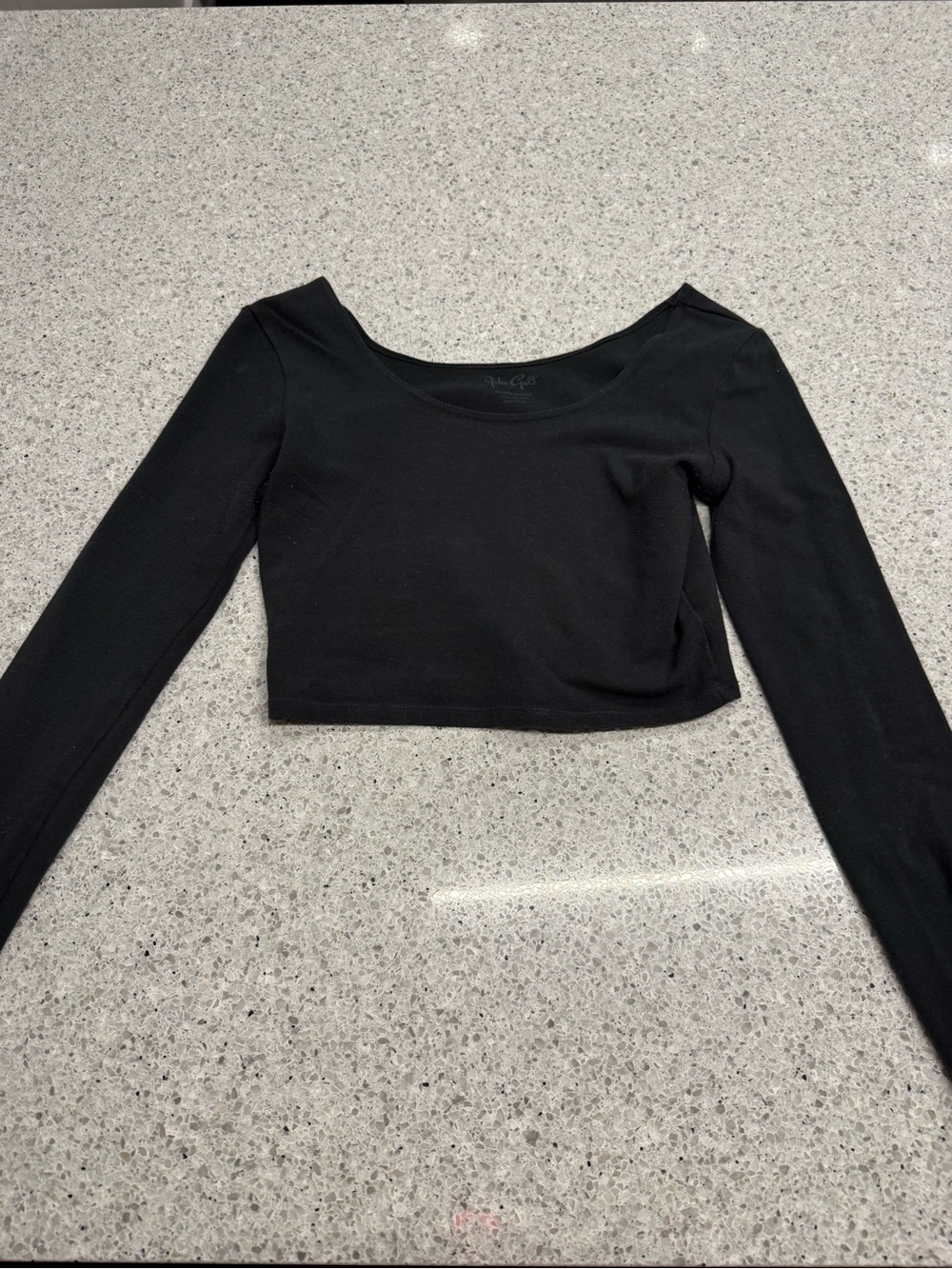 Pacsun John Galt Black Long Sleeve Scoop Crop Top